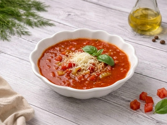 Томатный суп с курицей и сельдереем 