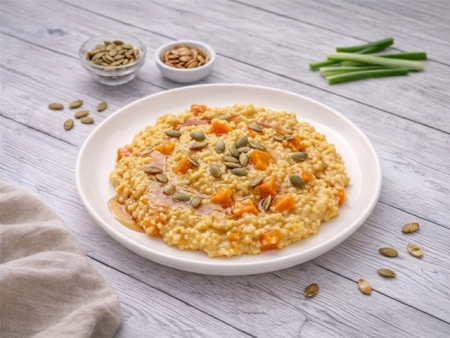 Пшенная каша с печеной тыквой и кленовым сиропом