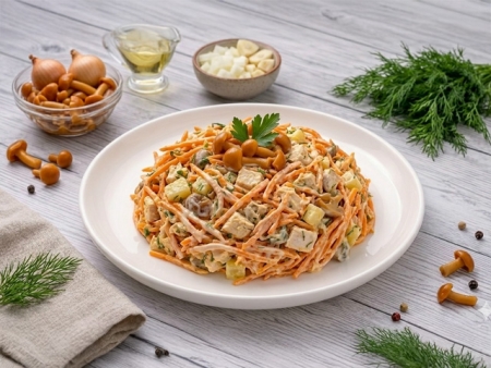 Салат "Жар-птица" с маринованными опятами